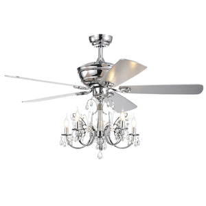 Warehouse of Tiffany CFL-8390REMO-CH 52 in. Camilla 5-Light Lighted Ceiling Fan with Branched Chandelier  Chrome