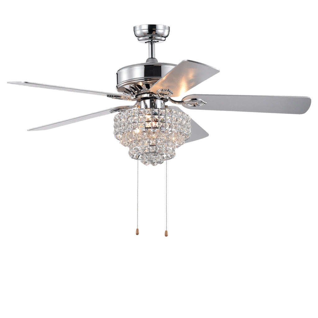 Warehouse of Tiffany CFL-8342CH 55 in. Faegan Matte Black Lighted Ceiling Fan with Caged 3-Light Edison Lamp  Silver