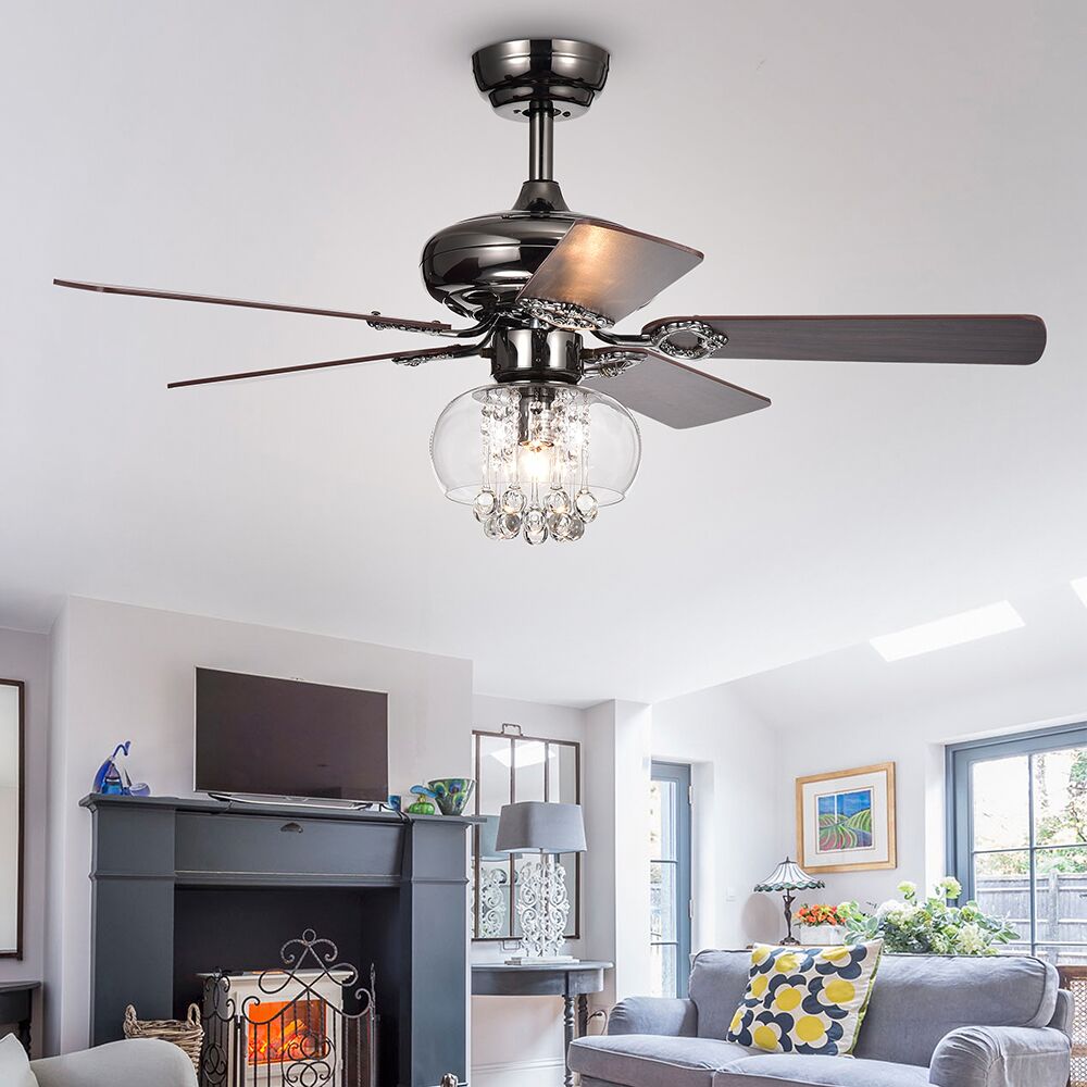 Warehouse of Tiffany CFL-8286PB 42 in. Aequor 1-Light Indoor Hand Pull Chain Ceiling Fan, Black