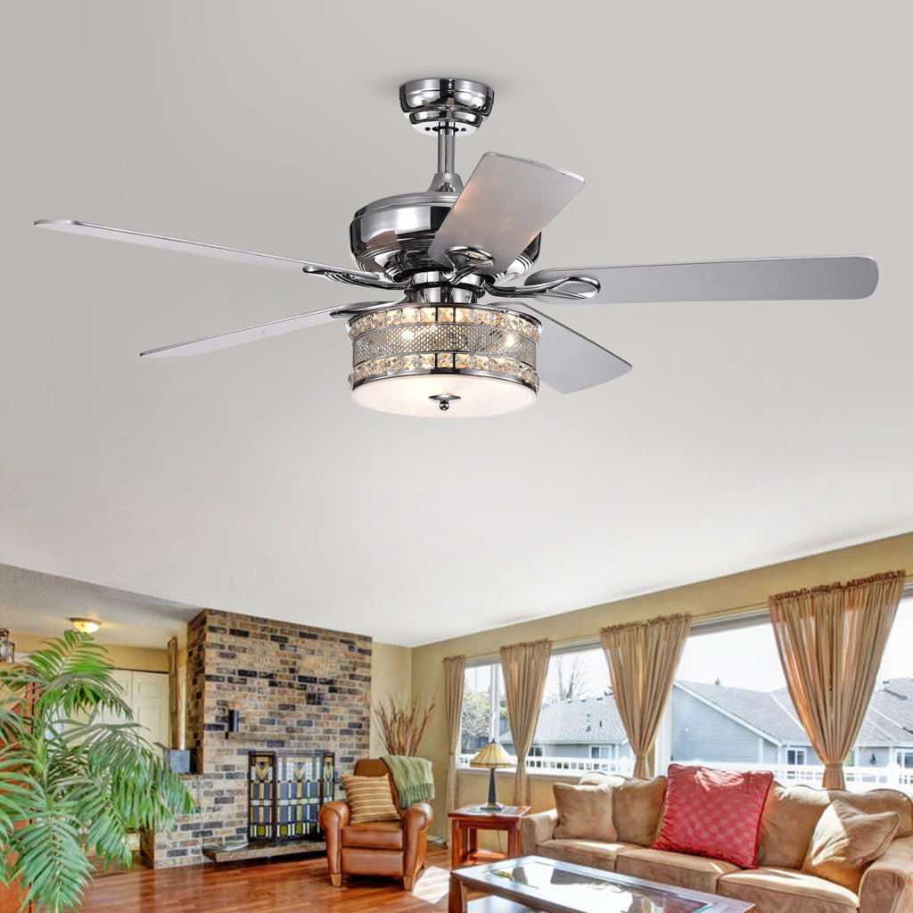 Warehouse of Tiffany CFL-8333REMO 52 in. Davrin Indoor Remote Controlled Ceiling Fan with Light Kit  Chrome