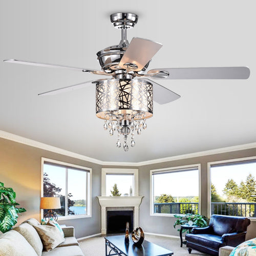 Warehouse of Tiffany CFL-8335REMO 52 in. Garvey Indoor Remote Controlled Ceiling Fan with Light Kit  Chrome