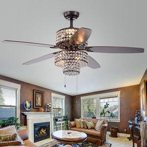 Warehouse of Tiffany CFL-8340BR 52 in. Tierna 6-Light Indoor Hand Pull Chain Ceiling Fan  Bronze