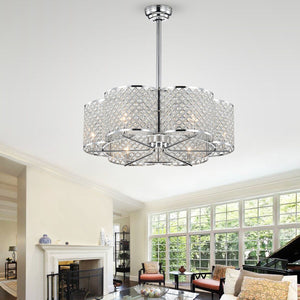 Warehouse of Tiffany CFL-8421CH 30.12 in. Wellane Indoor Remote Controlled Fandelier with Light Kit  Chrome