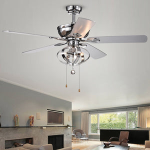 Warehouse of Tiffany CFL-8336CH 52 in. Tatiana 3-Light Indoor Hand Pull Chain Ceiling Fan  Chrome