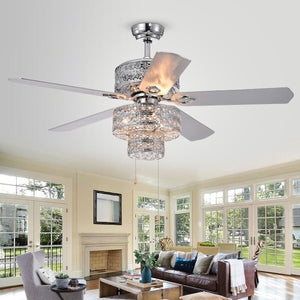 Warehouse of Tiffany CFL-8354CH 52 in. Chow 6-Light Indoor Hand Pull Chain Ceiling Fan  Chrome