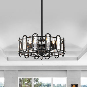 Warehouse of Tiffany CFL-8436FB 26 in. Lyan Indoor Remote Controlled Fandelier with Light Kit  Black