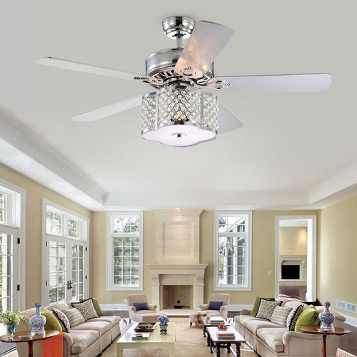 Warehouse of Tiffany CFL-8443REMO-CH 52 in. Cori Indoor Remote Controlled Ceiling Fan with Light Kit  Chrome