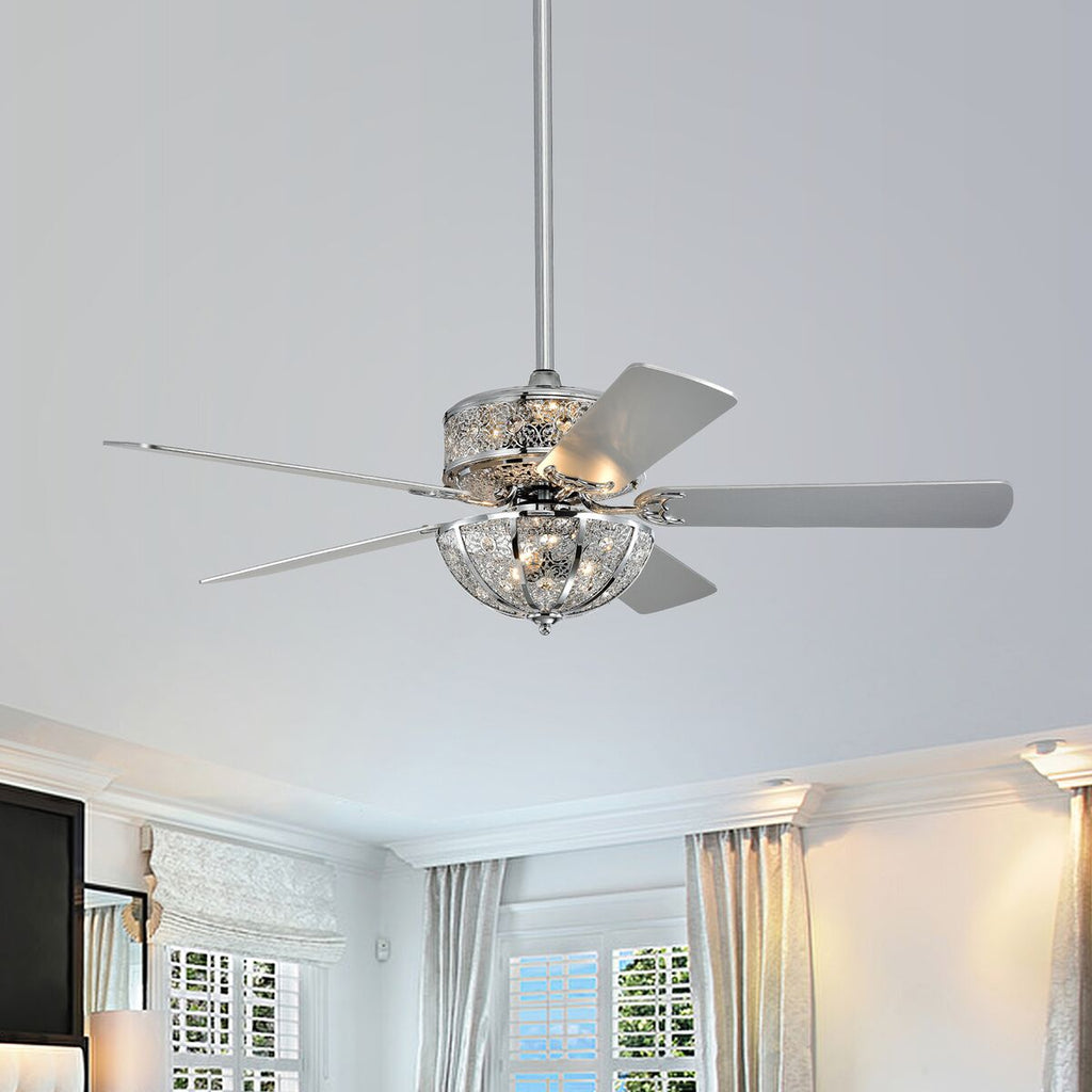 Warehouse of Tiffany CFL-8448REMO-CH 52 in. Karli Indoor Remote Controlled Ceiling Fan with Light Kit  Chrome