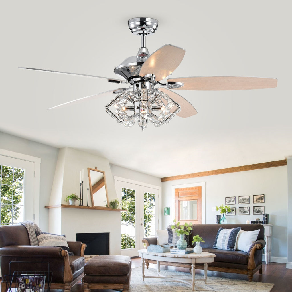 Warehouse of Tiffany CFL-8453REMO-CH 52 in. Magee Indoor Remote Controlled Ceiling Fan with Light Kit  Chrome