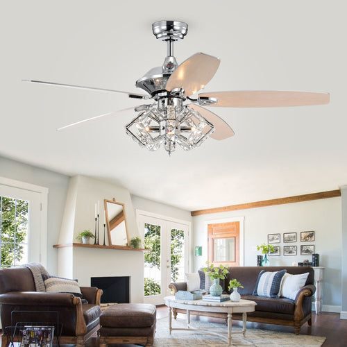 Warehouse of Tiffany CFL-8453REMO-CH 52 in. Magee Indoor Remote Controlled Ceiling Fan with Light Kit  Chrome