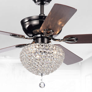 Warehouse of Tiffany CFL-8176CH 52 in. Taliko 3-Light Indoor Hand Pull Chain Ceiling Fan  Black