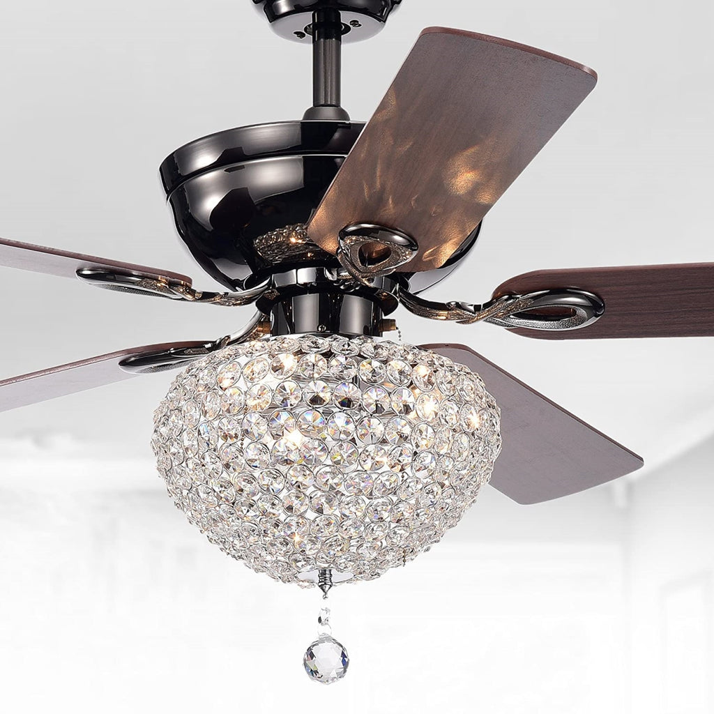Warehouse of Tiffany CFL-8176CH 52 in. Taliko 3-Light Indoor Hand Pull Chain Ceiling Fan  Black
