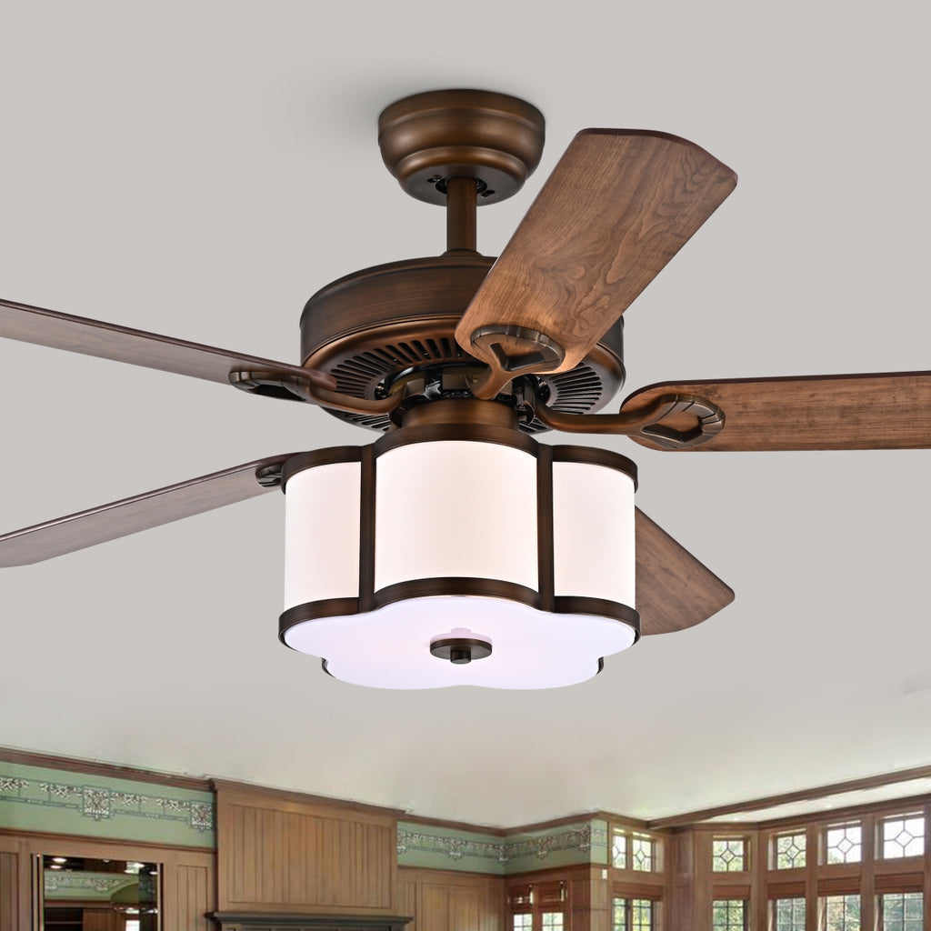 Warehouse of Tiffany CFL-8437SB Geloy 52 in. 5-Blade Ceiling Fan  Satin Bronze