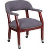 Gray Fabric Luxurious Conference Chair with Accent Nail Trim and Casters - Flash Furniture
