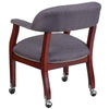 Gray Fabric Luxurious Conference Chair with Accent Nail Trim and Casters - Flash Furniture