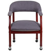Gray Fabric Luxurious Conference Chair with Accent Nail Trim and Casters - Flash Furniture