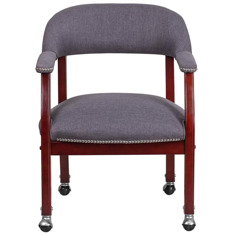 Gray Fabric Luxurious Conference Chair with Accent Nail Trim and Casters - Flash Furniture