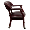 Oxblood Vinyl Luxurious Conference Chair with Accent Nail Trim and Casters - Flash Furniture