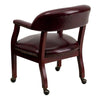 Oxblood Vinyl Luxurious Conference Chair with Accent Nail Trim and Casters - Flash Furniture