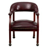Oxblood Vinyl Luxurious Conference Chair with Accent Nail Trim and Casters - Flash Furniture