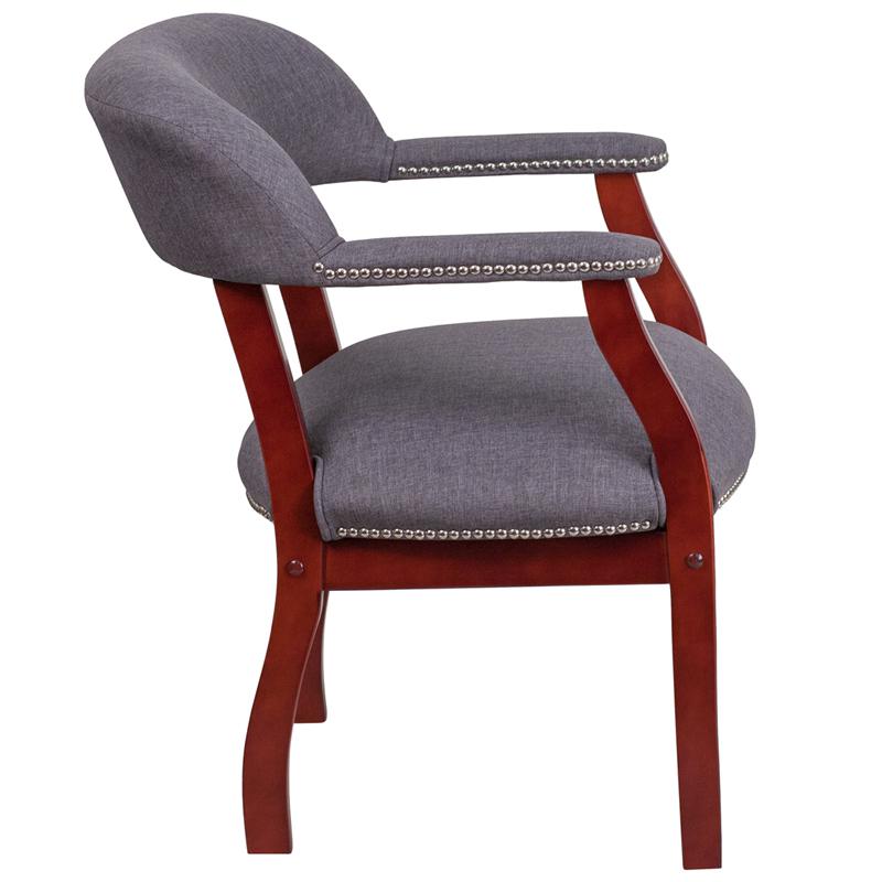 Gray Fabric Luxurious Conference Chair with Accent Nail Trim - Flash Furniture
