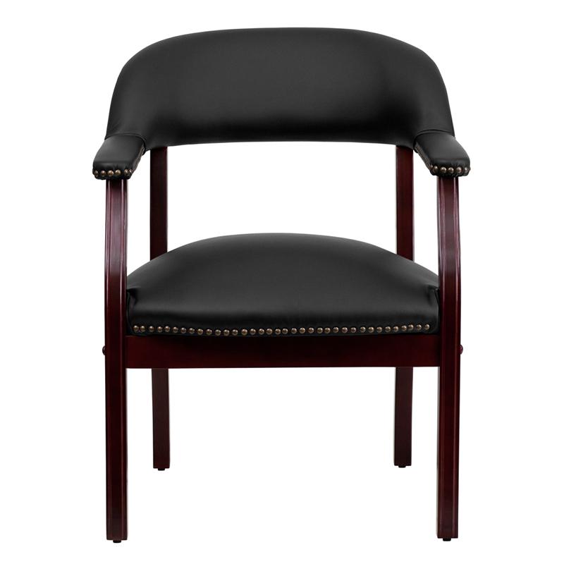 Black LeatherSoft Conference Chair with Accent Nail Trim - Flash Furniture