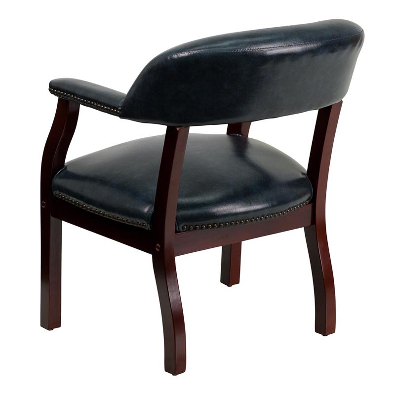 Navy Vinyl Luxurious Conference Chair with Accent Nail Trim - Flash Furniture