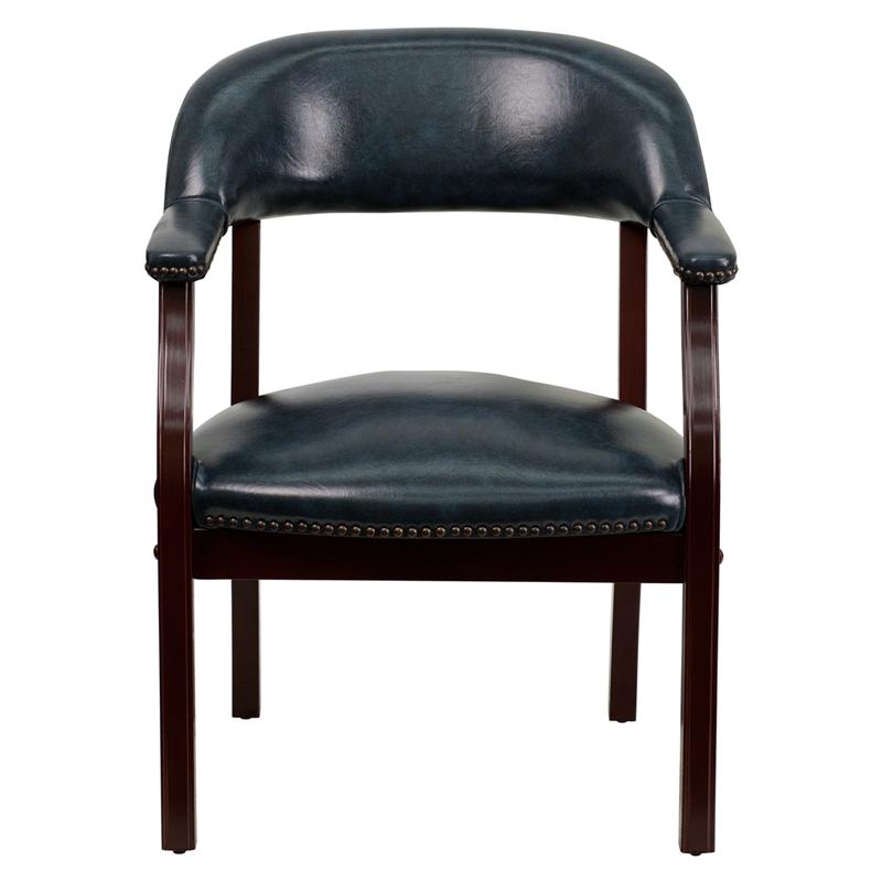 Navy Vinyl Luxurious Conference Chair with Accent Nail Trim - Flash Furniture