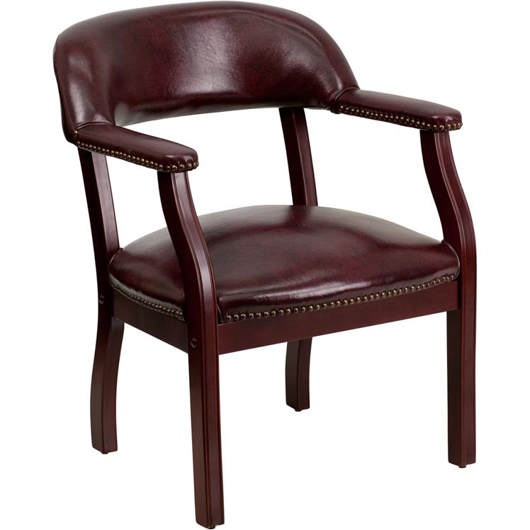 Oxblood Vinyl Luxurious Conference Chair with Accent Nail Trim - Flash Furniture