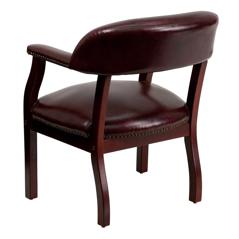 Oxblood Vinyl Luxurious Conference Chair with Accent Nail Trim - Flash Furniture