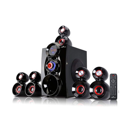 Befree Sound beFree Sound 5.1 Channel Bluetooth Surround Sound Speaker System- Red