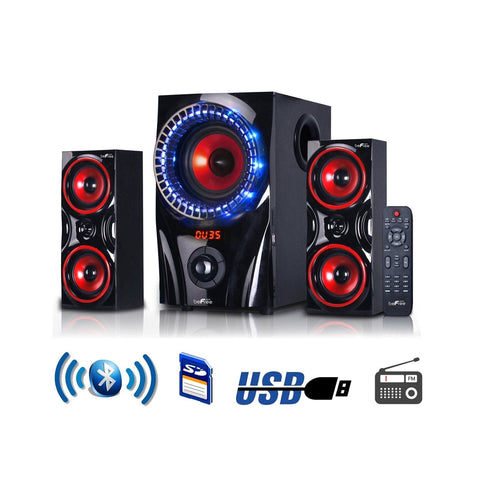 Befree Sound beFree Sound 2.1 Channel Surround Sound Bluetooth Speaker System in Red - Factory Reconditioned