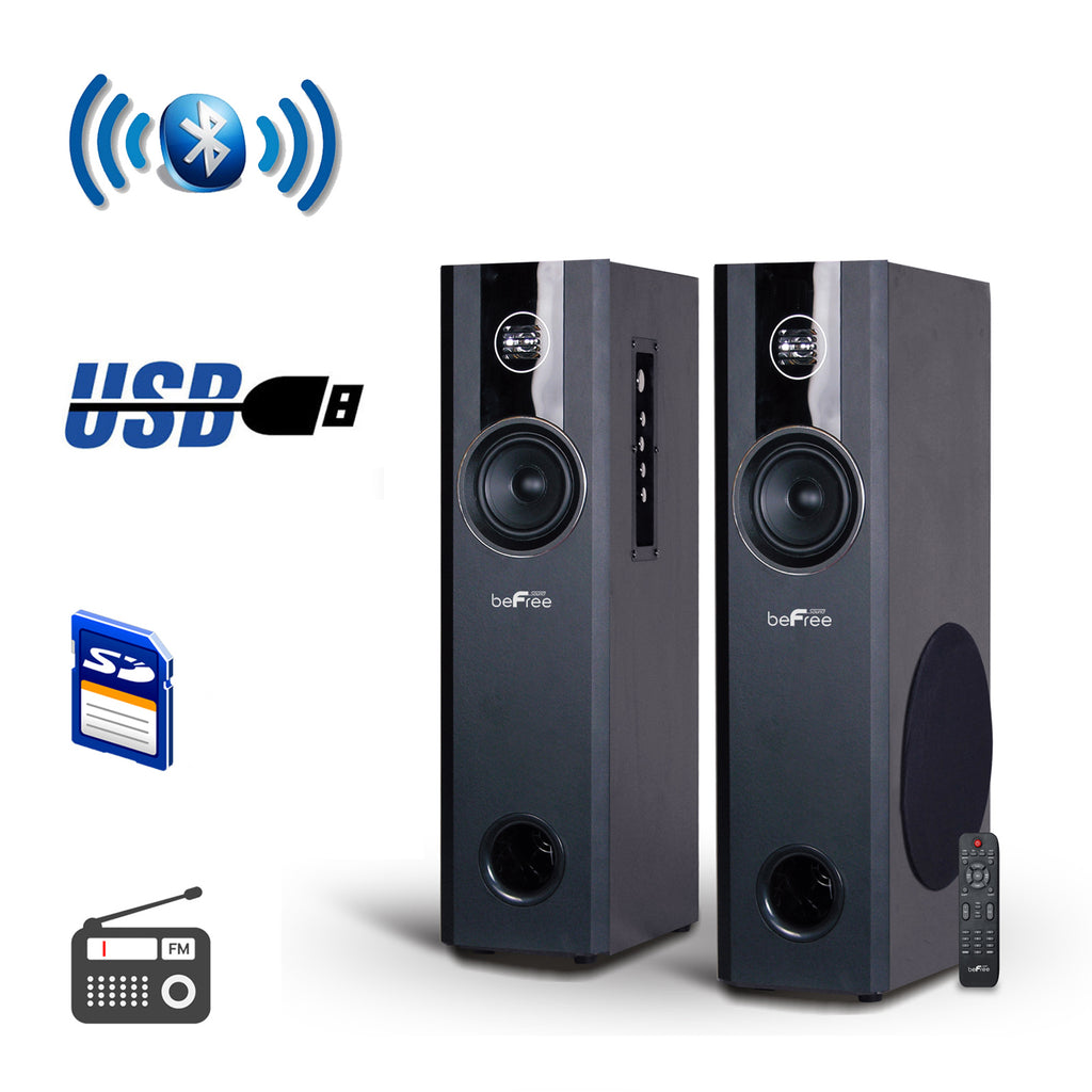 Befree Sound beFree Sound 2.1 Channel BluetoothPowered Black Tower Speakers With Optical Input