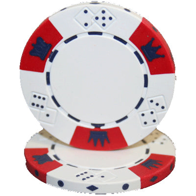 Brybelly Holdings CPCD-WHITE-25 Roll of 25 - Crown & Dice 3 Tone 14 gram - White
