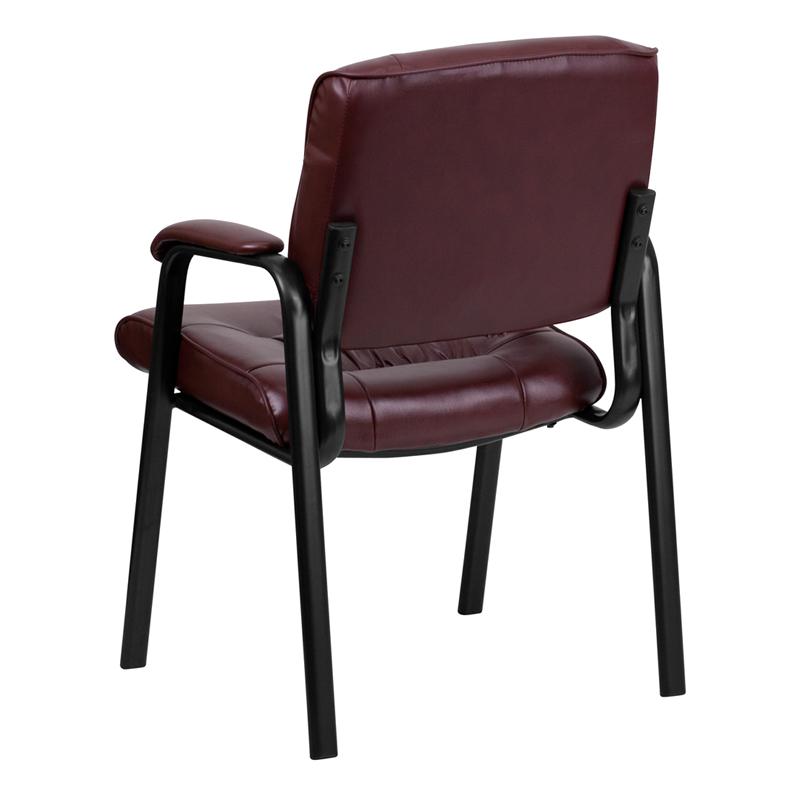 Burgundy LeatherSoft Executive Side Reception Chair with Black Metal Frame - Flash Furniture