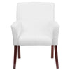 White LeatherSoft Executive Side Reception Chair with Mahogany Legs - Flash Furniture
