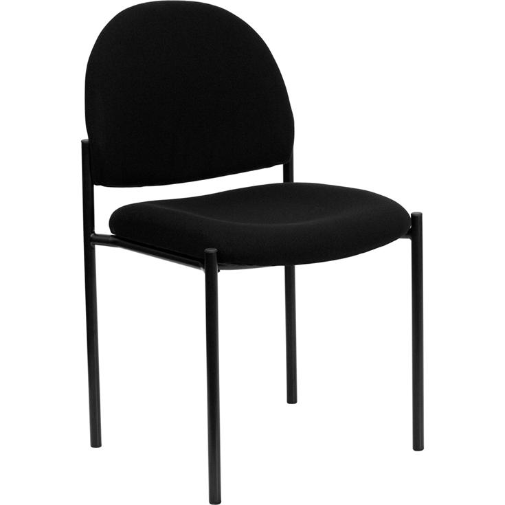 Comfort Black Fabric Stackable Steel Side Reception Chair - Flash Furniture