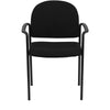 Comfort Black Fabric Stackable Steel Side Reception Chair with Arms - Flash Furniture