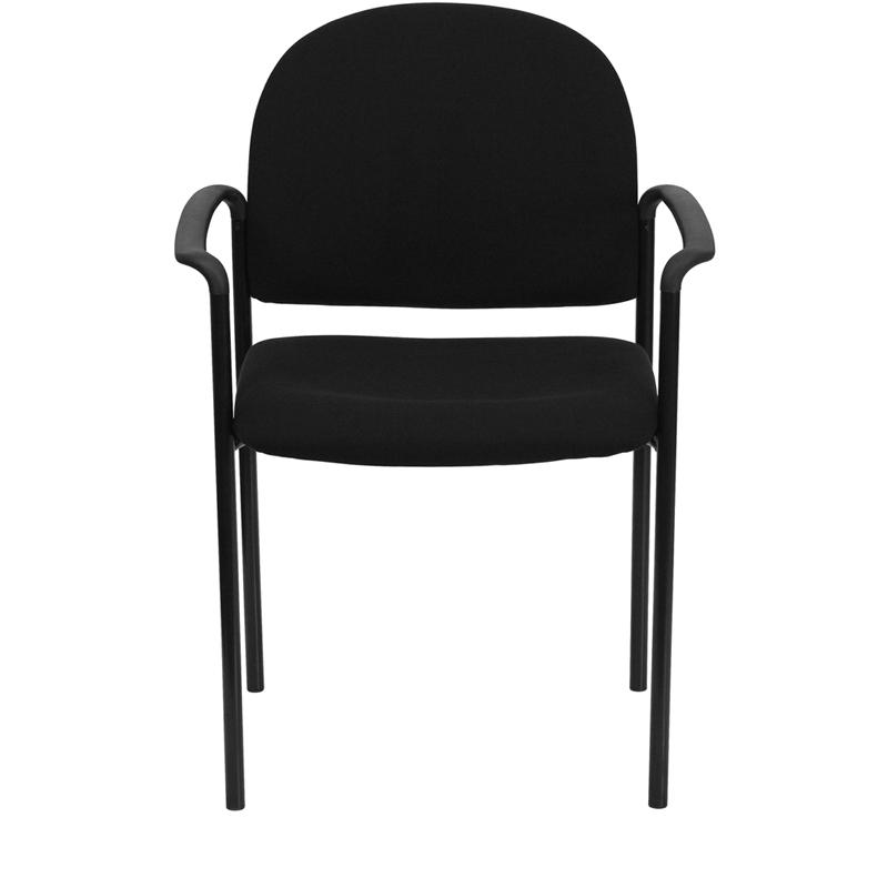 Comfort Black Fabric Stackable Steel Side Reception Chair with Arms - Flash Furniture