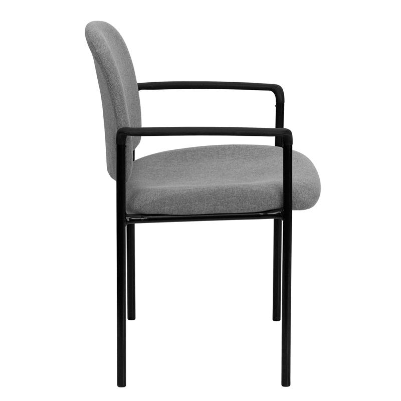Comfort Gray Fabric Stackable Steel Side Reception Chair with Arms - Flash Furniture