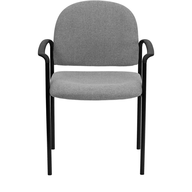 Comfort Gray Fabric Stackable Steel Side Reception Chair with Arms - Flash Furniture