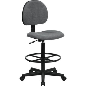 Gray Fabric Drafting Chair (Cylinders: 22.5''-27''H or 26''-30.5''H) - Flash Furniture
