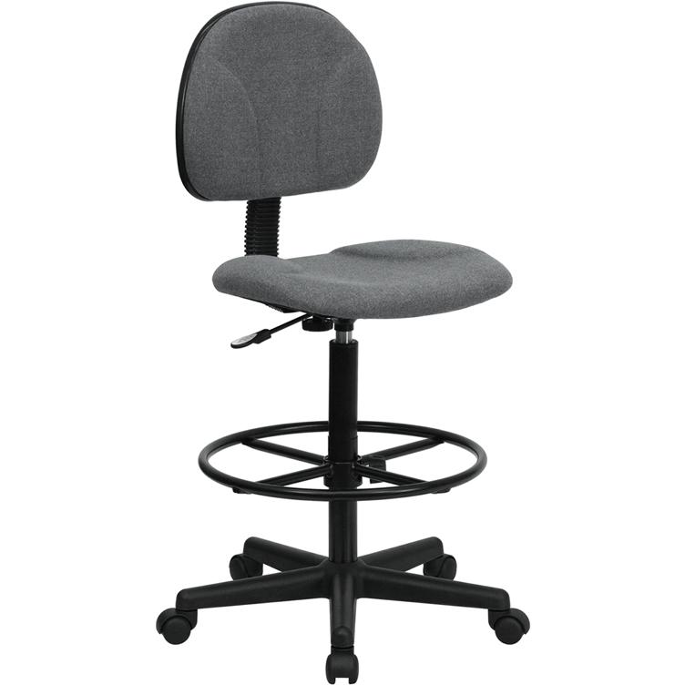 Gray Fabric Drafting Chair (Cylinders: 22.5''-27''H or 26''-30.5''H) - Flash Furniture