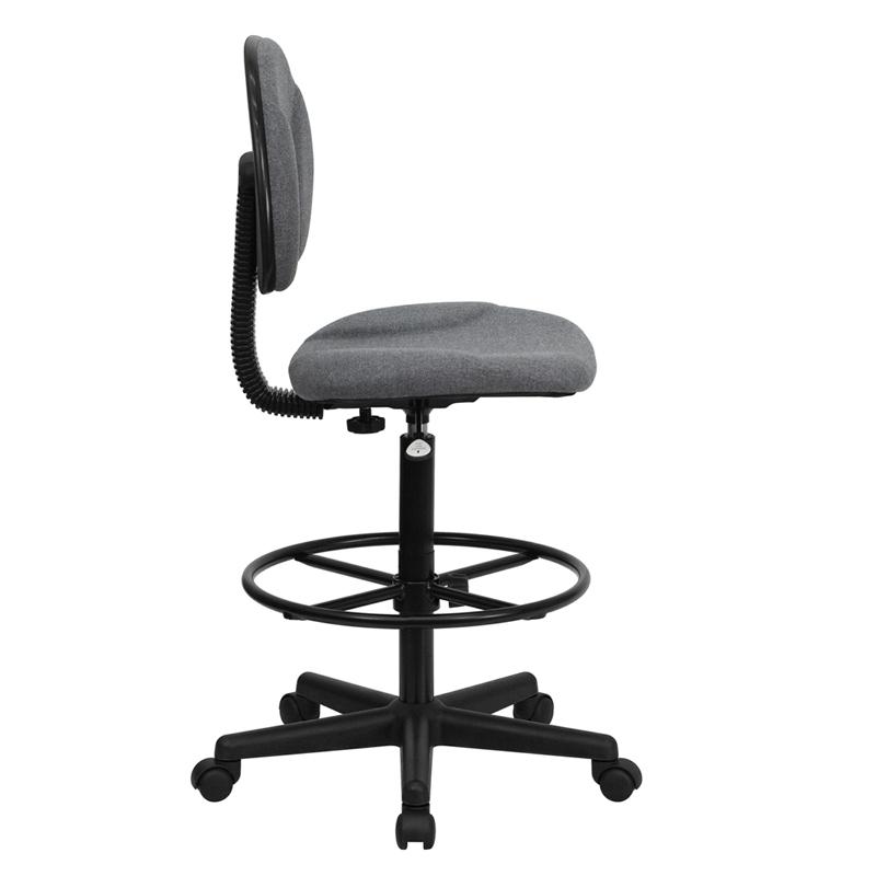 Gray Fabric Drafting Chair (Cylinders: 22.5''-27''H or 26''-30.5''H) - Flash Furniture