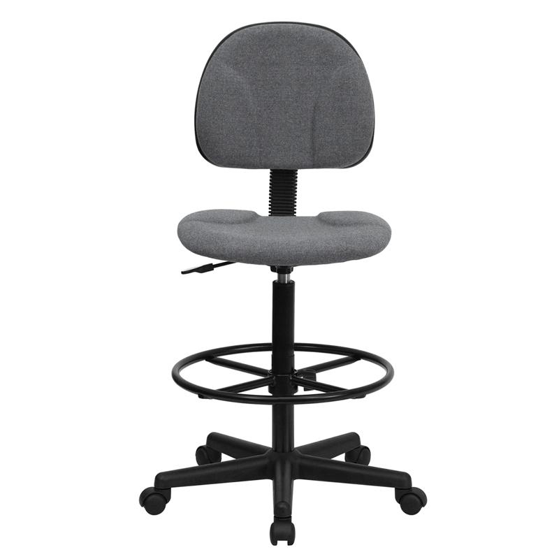 Gray Fabric Drafting Chair (Cylinders: 22.5''-27''H or 26''-30.5''H) - Flash Furniture