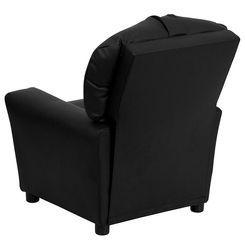 Contemporary Black LeatherSoft Kids Recliner with Cup Holder - Flash Furniture