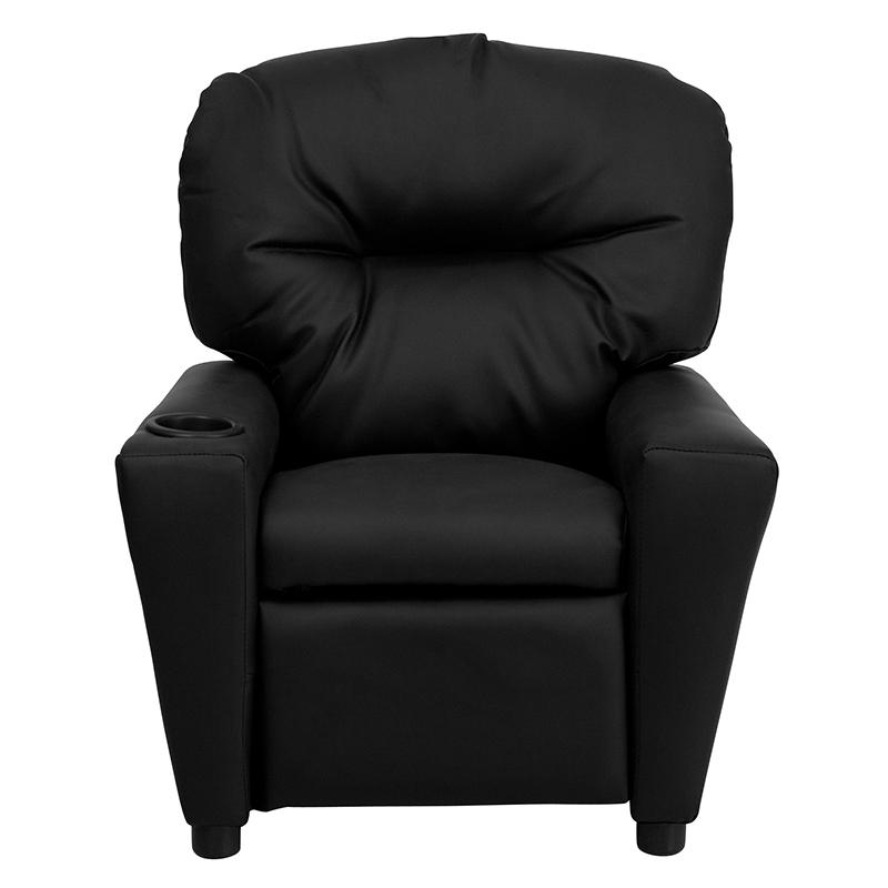 Contemporary Black LeatherSoft Kids Recliner with Cup Holder - Flash Furniture