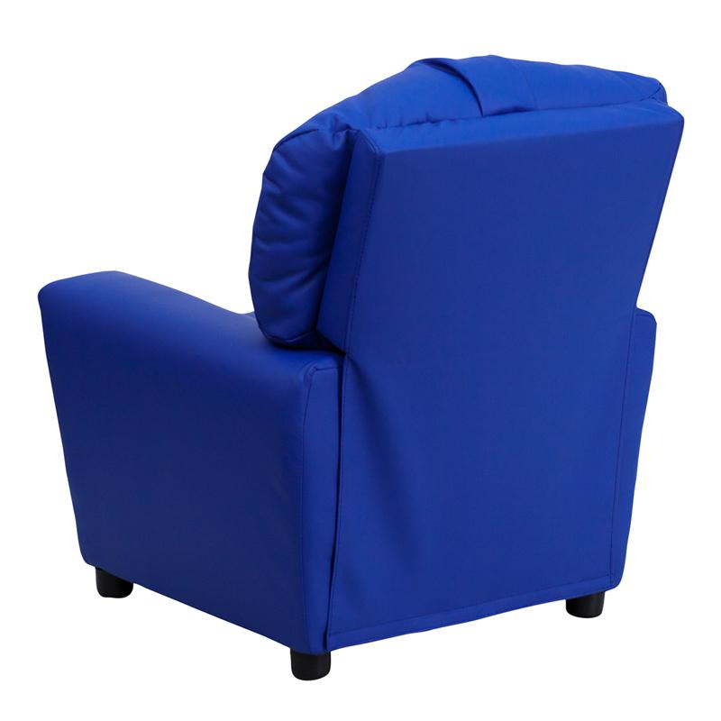 Contemporary Blue Vinyl Kids Recliner with Cup Holder - Flash Furniture