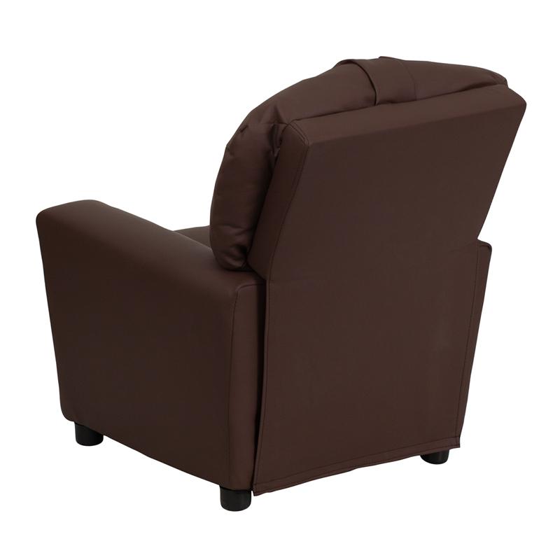 Contemporary Brown LeatherSoft Kids Recliner with Cup Holder - Flash Furniture