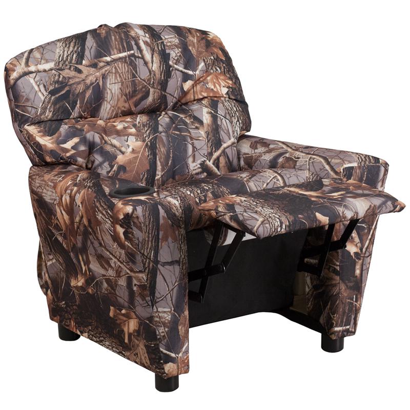 Contemporary Camouflaged Fabric Kids Recliner with Cup Holder - Flash Furniture